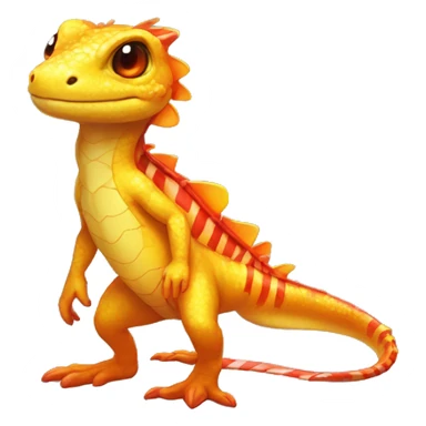 A Yellow Shiny Anthro-Scalie-Lizard-Reptile-Salamander-Fakémon with red stripes and orange frills Full Body sticker