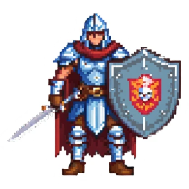 retro fantasy warrior with sword and shield sticker