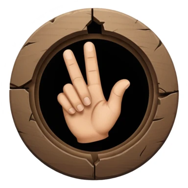 Finger pointing inside a hole sticker