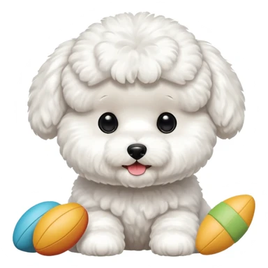 Bichon Frisé dog playing with toys sticker