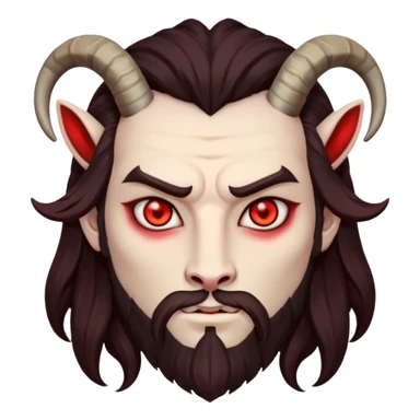 Evil, shadowie Male lord with Red glowing eyes and Long darkBrown Hair and goat beard sticker