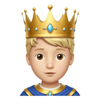 Royal Kid boy with fancy crown head 3d only face half rotate sticker