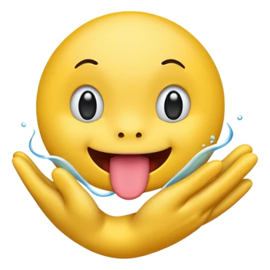 make a yellow typical emoji with tongue sticking out shaking head and two hands doing a diving motion sticker