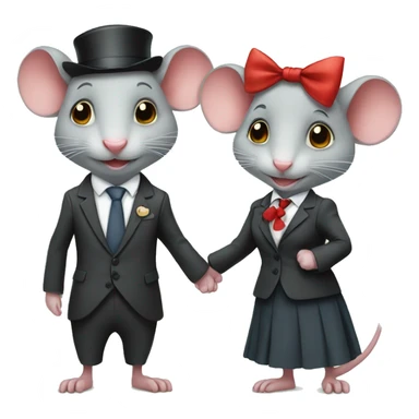 Boy rat with a tie and girl rat wearing a bow in love  sticker