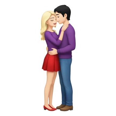 couple kissing black hair man blonde woman full body sticker