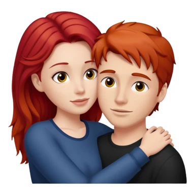 Red haired girl with white guy dark hair  romance sticker