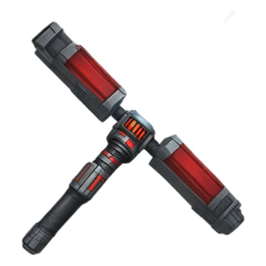 A lightsaber with a red beam sticker