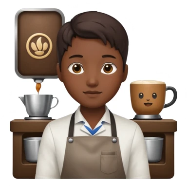 Korean barista with apron sticker