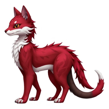 Kawaii dark-brown and crimson-red beautiful pretty elegant divine edgy fantasy feline-vernid-sergal-fursona animal creature with a tufted tail full body with intricate markings  sticker