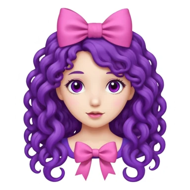 purple long curly haired girl with bow sticker