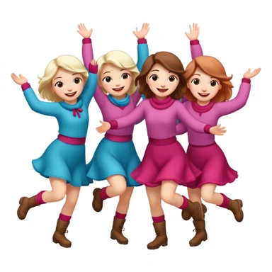 girls dancing in the snowing sticker