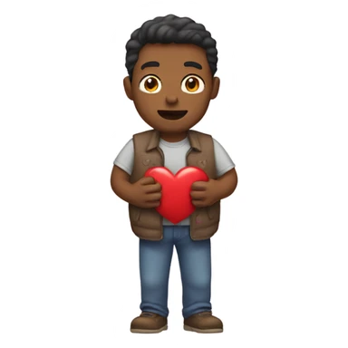 Father holds heart sticker