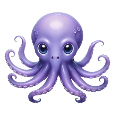 Cinematic Noble Baby Octopus Portrait Emoji, Poised and graceful, with a soft, rounded, slightly translucent body in a dreamy light blue-purple hue, large, glistening eyes full of quiet intelligence and mystery, delicate, flowing tentacles curling gently, Simplified yet sophisticated features, highly detailed, glowing with a soft, ethereal oceanic radiance, high shine, elegant and serene, stylized with an air of deep-sea wonder, focused and tranquil, soft glowing outline, capturing the essence of an otherworldly, intelligent little cephalopod, floating effortlessly in the gentle ocean currents! sticker