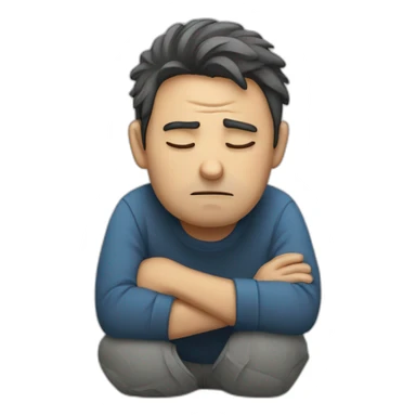 sleepy guy with debt sticker
