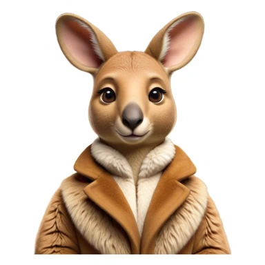 Cinematic Realistic Noble Kangaroo Portrait Emoji, Poised and dignified, with a strong, athletic build and a detailed, tawny coat rendered in natural fur texture, a distinctly elongated face with alert, expressive eyes and a subtle snout, high shine, intelligent and resolute, styled with an air of outback authority, focused and attentive, soft glowing outline, capturing the essence of a watchful and confident kangaroo that appears ready to bound out of the screen with effortless power! sticker