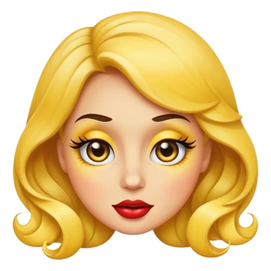sassy yellow emoji face with long curled eyelashes, thick glossy lips, smirking expression, dramatic eyeshadow, side-eye look, bratty attitude, classic apple emoji style sticker