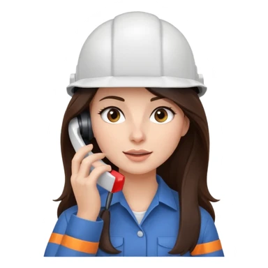 okay now do a brunette girl with long dark brown hair. rolling her eyes like she is annoyed as she is on a phone call (iphone) and is wearing a engineer helmet  sticker