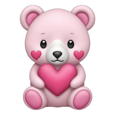 Oso blanco corazón. Rosa sticker