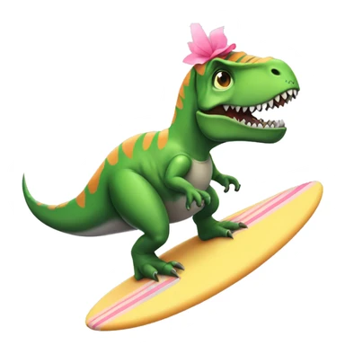 T-Rex on a surfboard wearing a tutu  sticker