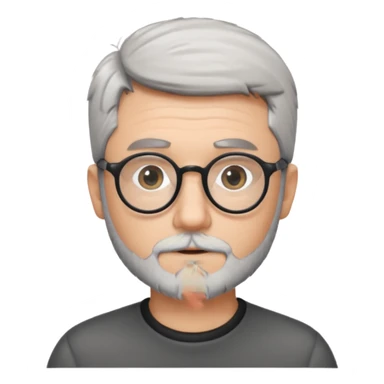 homme blanc cheveux gris court lunettes rondes noir et petite barbe  sticker