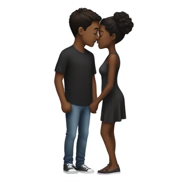 Brunette boy and black girl kissing sticker