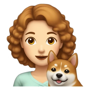 Cute Shiba-dog Accompanied by a middle age woman with brown and curly hair sticker