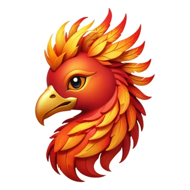 Cinematic Cute fierce & powerful Fire Phoenix Portrait Emoji, Head tilted playfully and inquisitively, showcasing a vibrant, flame-kissed form with intricately detailed feathers in warm shades of red, orange, and shimmering gold, accented by delicate sparks and a gentle, inviting glow; rendered with lifelike detail and soft, radiant light, high shine, enchanting and spirited, styled with a touch of mythic whimsy, soft glowing outline, capturing the essence of a mischievous yet endearing phoenix poised to flutter playfully into your heart! sticker