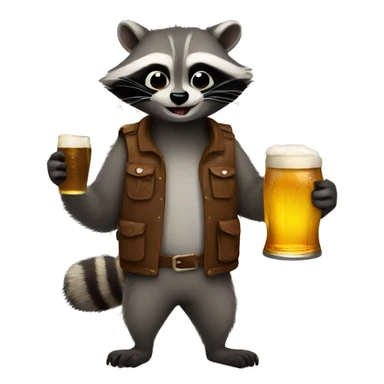 Raccoon holding a beer sticker