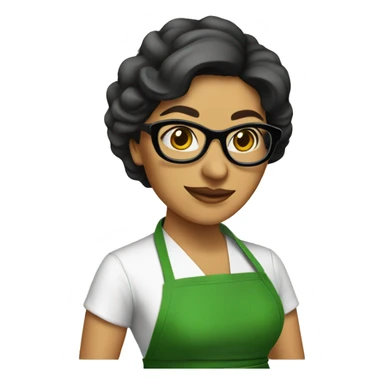 mexican lady green apron  with glasses cooking tacos sticker