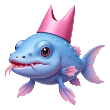 A blue axolotl with a birthdayhat sticker