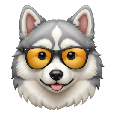 white/grey husky dog with black dark sunglasses sticker