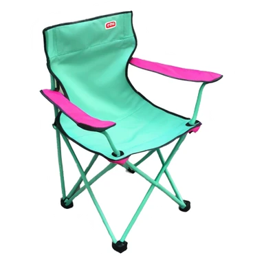 Realistic pastel mint green and hot pink folding camping outdoor chair. sticker