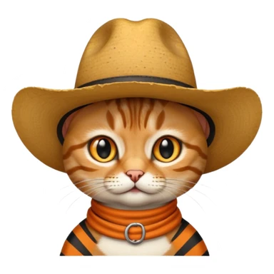 tabby cat with a wide-brimmed cowboy hat sticker