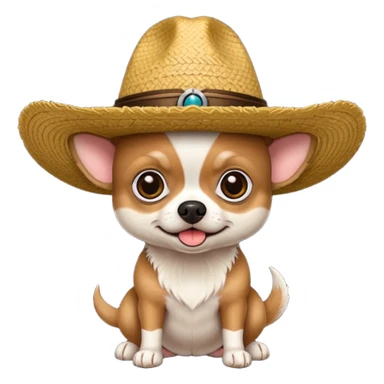 Chihuahua negro con cafe con sombrero de paja sticker