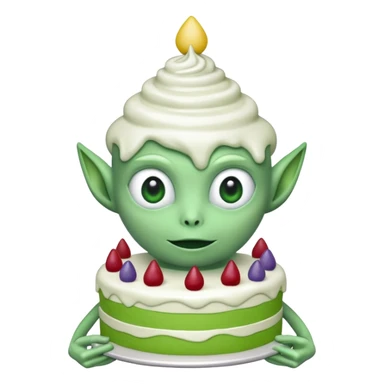 alien holding a cake sticker