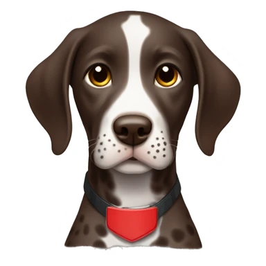 Dark Brown spotted German short haired pointer puppy with ticking with red collar  sticker