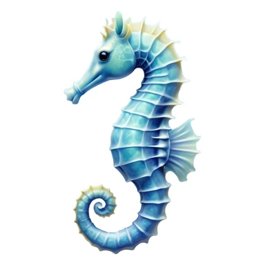 Beautiful and Majestic Sea Horse Portrait Emoji, Head and body rendered in serene repose with a gentle, content smile, showcasing a slender, elegantly curved seahorse with a softly coiled tail and eyes gently closed in peaceful slumber, Simplified yet exquisitely endearing features, highly detailed, glowing with a soft, drowsy aquatic light, high shine, relaxed and utterly enchanting, stylized with an air of majestic marine beauty, soft glowing outline, capturing the essence of a beautiful and majestic seahorse that embodies the enchanting spirit of the ocean! sticker