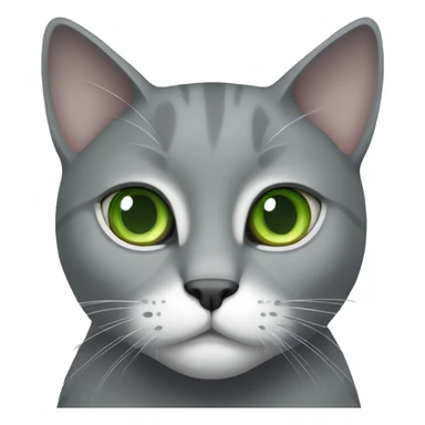 Grey cat with white spot on chest and green eyes sticker