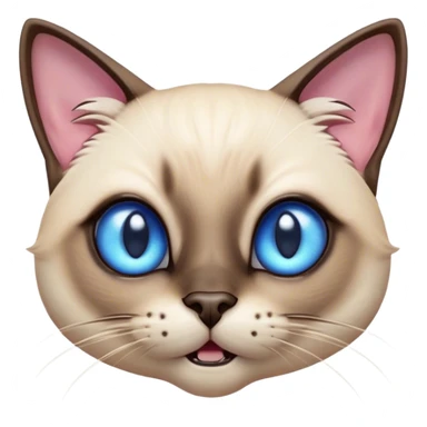 Cinematic Comical Siamese Cat Portrait Emoji, Head tilted dramatically with an exaggeratedly shocked or offended expression, sleek cream-colored fur with dark points on the ears, face, paws, and tail, wide piercing sapphire-blue eyes filled with exaggerated disbelief, Simplified yet hilariously expressive features, highly detailed, glowing with a slightly sassy glow, high shine, dramatic yet playful, stylized with an air of attitude, bright and endearing, soft glowing outline, capturing the essence of a sassy and over-the-top feline, so meme-worthy it feels like it could side-eye its way into internet fame instantly! sticker