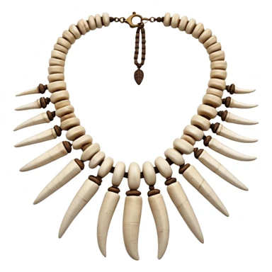 stone age necklace without human skeleton with elephant teeth and animal bones sticker