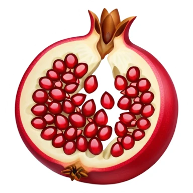cut-open pomegranate showing the shiny, ruby-red seeds inside sticker
