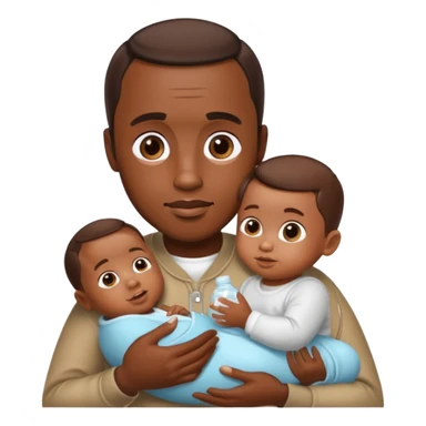 Diddy with baby oil and a baby sticker