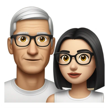 Tim Cook and dua lipa with eyeglasses sticker