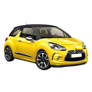 Yellow car Citroen DS3 with black roof like from car catalog  front left side sticker