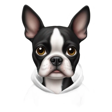 Boston terrier and a sweatshirt sticker