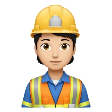 Electricity power employee at work with black hair sticker