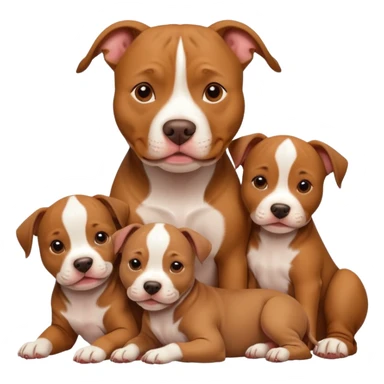 pitbull dog with its puppies sticker