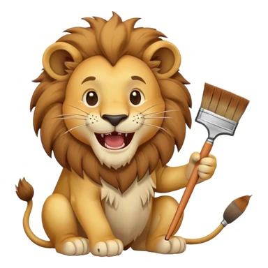 löwe mit pinsel am lachen sticker