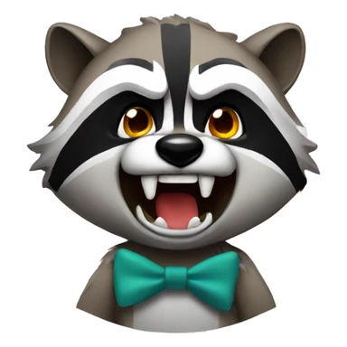 angry raccoon with bow on its head sticker