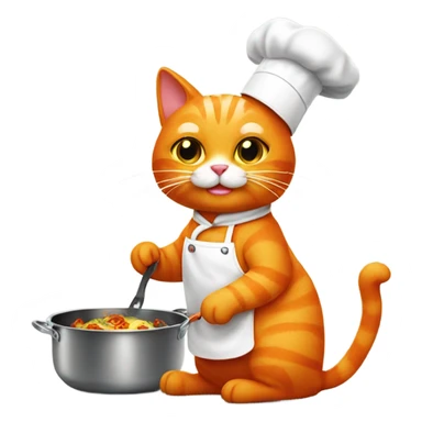 Orange cat chef cooking a meal sticker